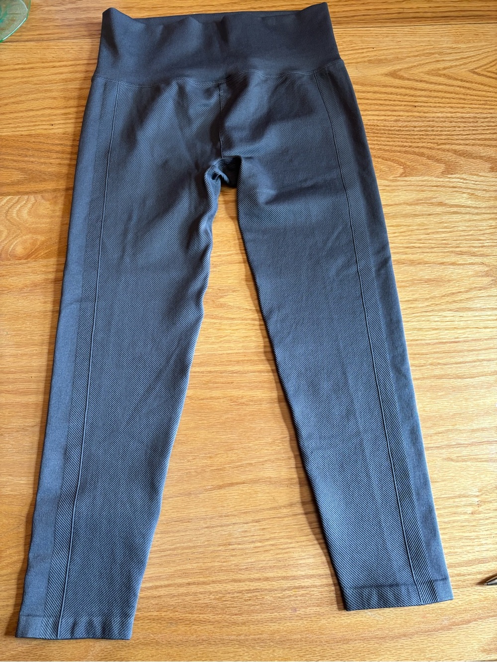 Women’s All In Motion High Waist Yoga Pants L Gray Ribbed Straight Leg Stretch